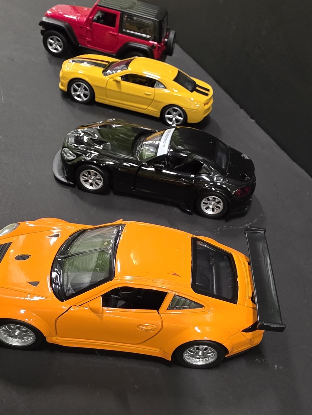 Toy Sports Car Pack - Orange, Black, Yellow, Red Mini Die Cast Cars